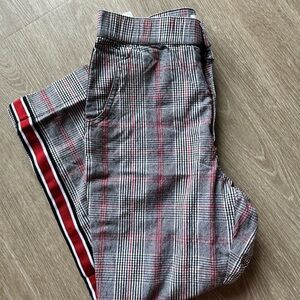 Stylish Gray and Red Plaid Pants
